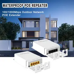 4 Port POE Extender 100M Outdoor Rainproof Network POE Repeater IP30 VLAN 44-57V 30W for POE Camera Wireless AP