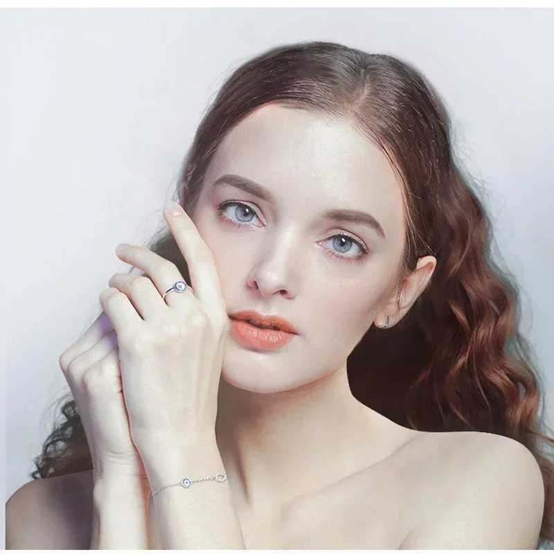 TONGZHE Hamsa 손 악마의 눈 매력 팔찌  행운 블루 CZ 체인 링크 팔찌 여성을위한 터키 보석