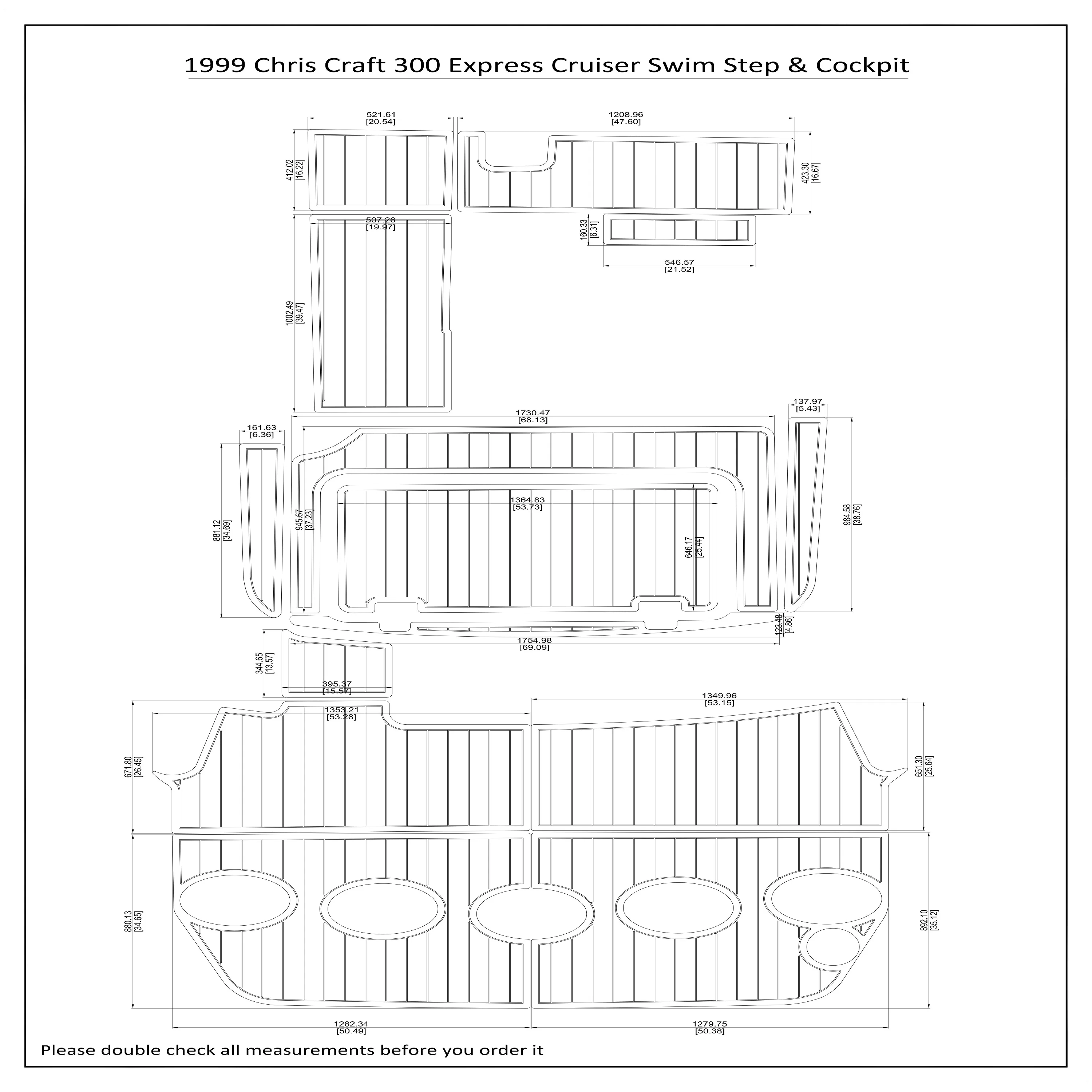 

1999 Chris Craft 300 Express Cruiser Swim Step Cockpit Boat EVA Teak Deck Floor