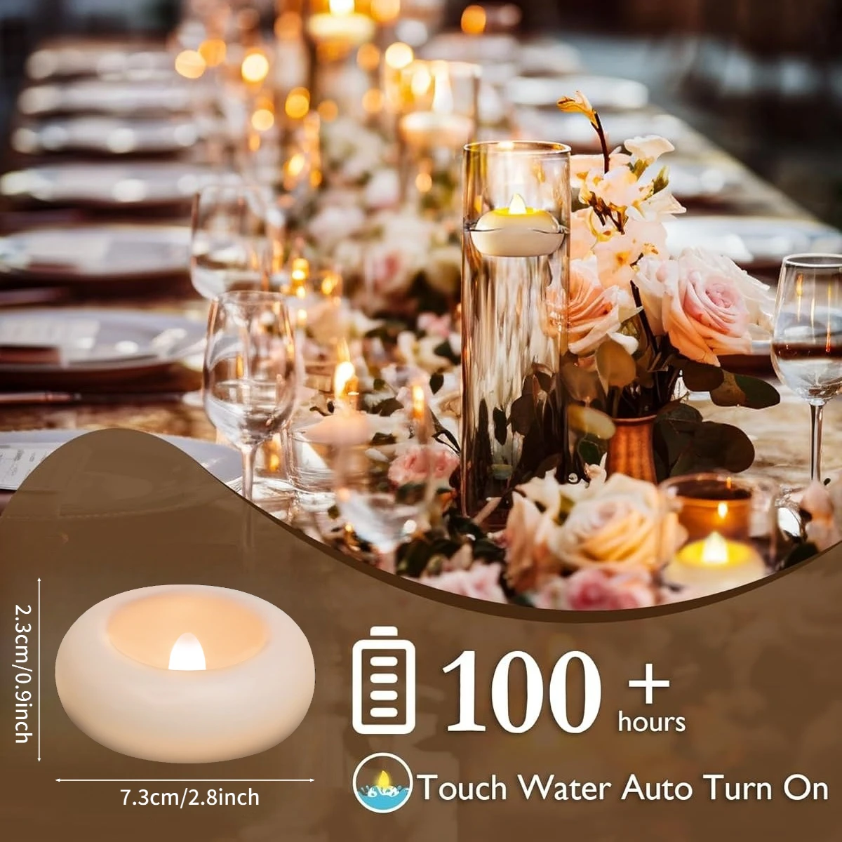 Battery Floating LED Candles Romantic Warm White Light 2