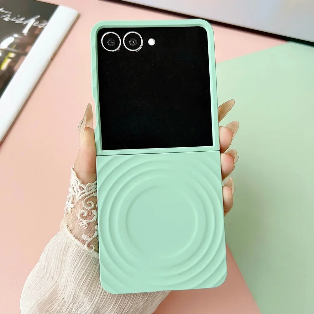Matte Water Ripple Dopamine Color Magnetic Phone Case with 3D Waves Design - Slim Magsafe Cover