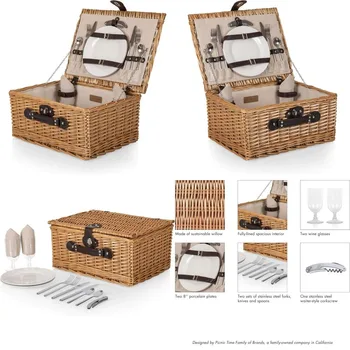 picnic time classic picnic basket for 2, romantic picnic for 2, wicker 1