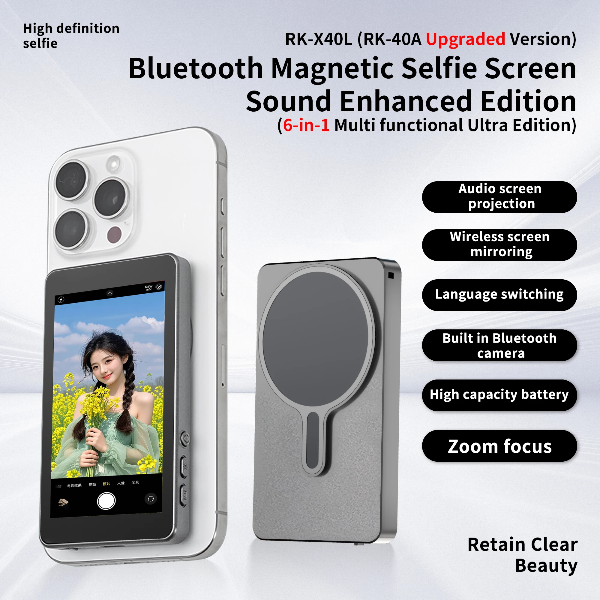 Magnetic Cell Phone Vlog Self Timer Monitor Screen Using Rear Camera Monitor For
