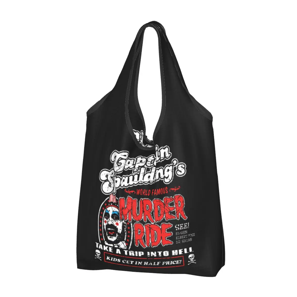 

Captain Spaulding KILLING Ride сумки многоразового использования для покупок Экологичные сумки для продуктов, вместительные переработанные сумки, моющаяся сумка