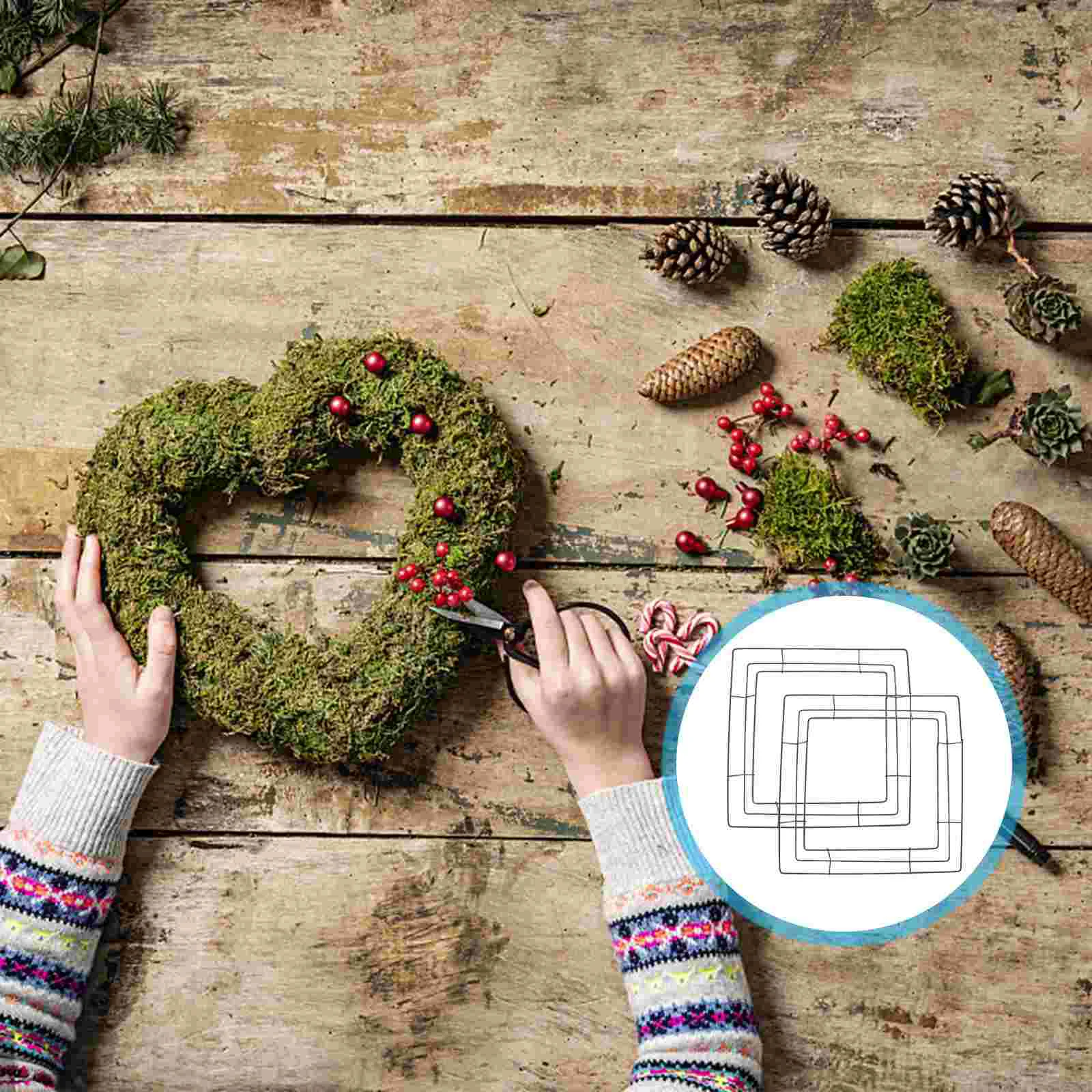 

2pcs Square Metal Wire Wreath Frame Wire Wreath Form Hanger Macrame Making Fish Tank Decorations for Christmas Thanksgiving