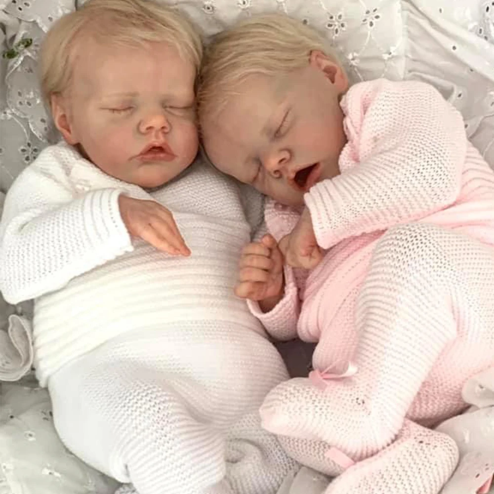 48Cm Reborn Baby Doll Twin A Twin B Full Silicone Vinyl Boy Girl Doll Finito 3D Painted Skin Vene Art Collection Doll Gift