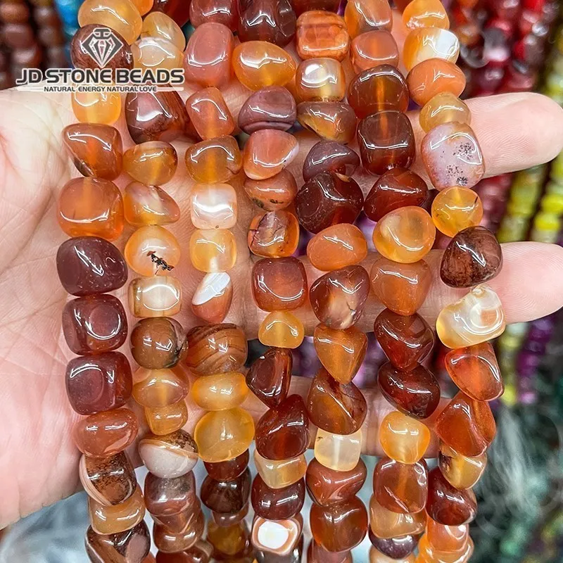 

Natural Stone Beads Red Agate Irregular Shape Loose Spacer Stripe Carnelian Polish Gemstone For Jewelry Making Diy Handmade