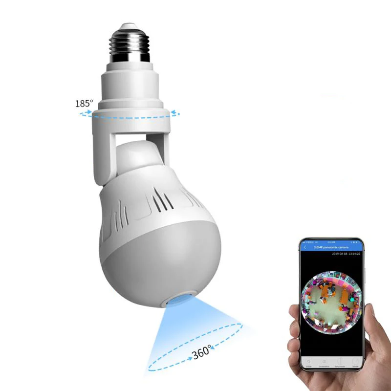 

E27 Light Bulb 1.3MP 3MP Panoramic Bulb Wifi CameraHD Security IP Camera Fisheye Surveillance CCTV Security V380 APP