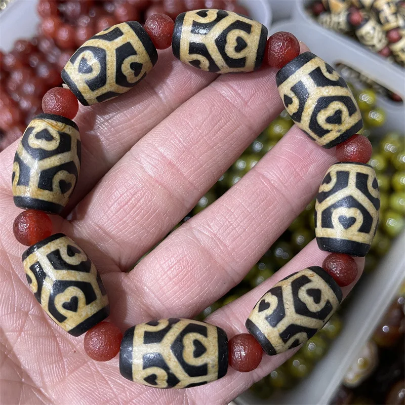 Distressed Yellow Love Six-Eye Sky Agate Tube Beads Bracciale Diecimila Parole 14M Denti Di Tigre