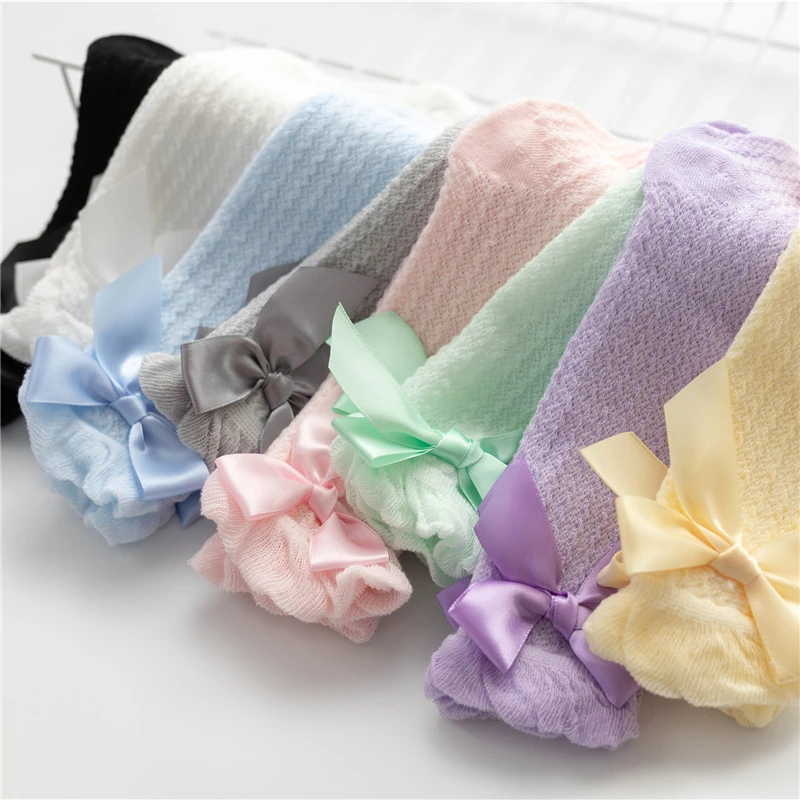 Kids Socks Girl Long Tube Socks Princess Children's Knee High-quality Warm Dance Cute New Bow Long Socks