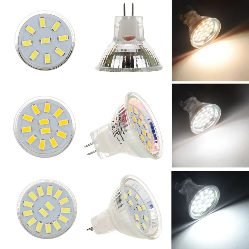 

1Pcs LED Bulb MR11 AC/DC12V 24V GU4 3W 5W 7W LED Bulb 9LED 12LED 15LED 5730 SMD Warm White/Cold White Lamp Replace Halogen Light