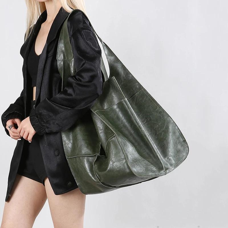 Luxury Designer PU Leather Tote Bags Large Women's Shoulder Messenger Handbags Fashionable Ladies Shopping Pouches