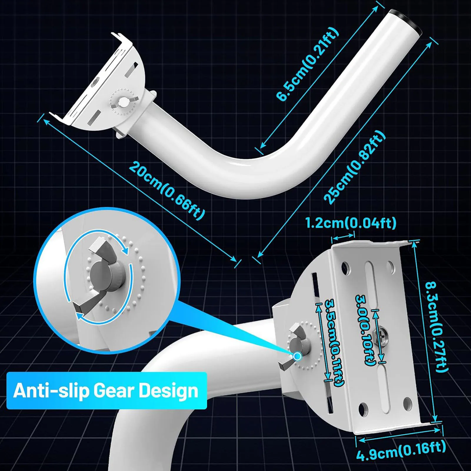 2Pcs Starlink Wireless Bridge Bracket Mount 150&deg; Adjustable Stainless Steel Universal J Pole Mount Accessory