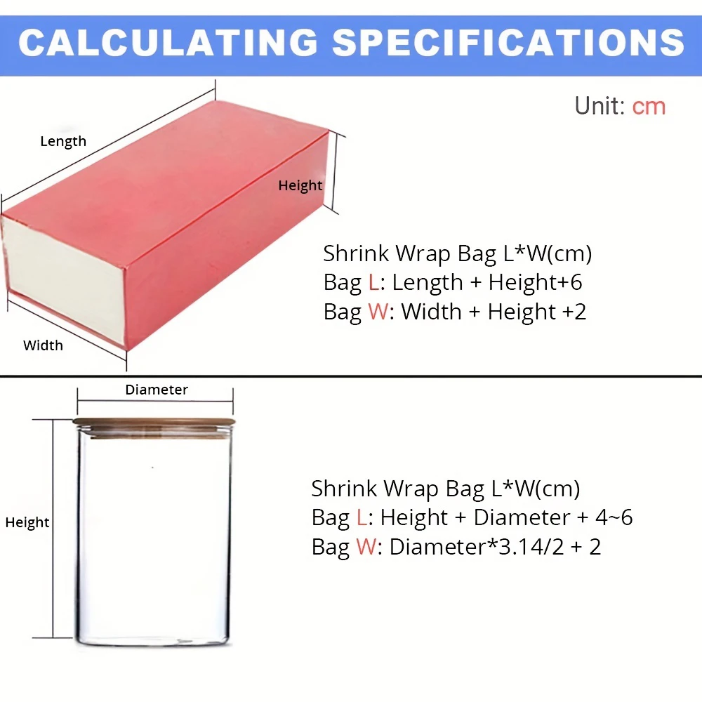 Sacs thermorétractables de différentes tailles, de 8x25cm à 30x45cm, pour emballage et modelisme