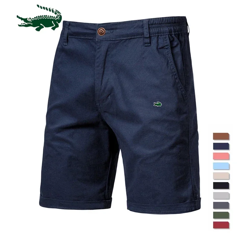 

2023 New Summer 100% Cotton Solid Shorts Men High Quality Casual Business Social Elastic Waist Men Shorts 10 Colors Beach Shorts