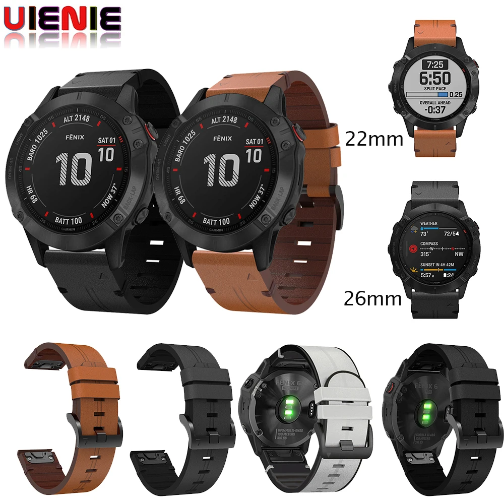 Ремешок из натуральной кожи для Garmin Fenix 7X 6X 5X Plus быстросъемный удобный браслет
