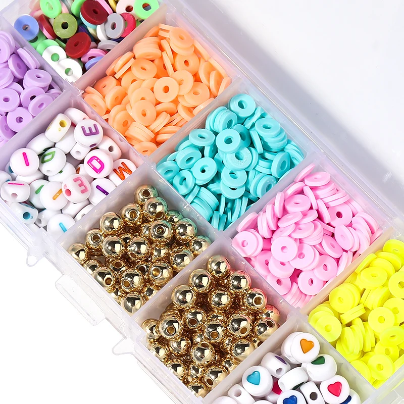 

Soft Clay Ploymer Spacer Acrylic Letter Heart Beads Round Loose Beads Jewelry Making DIY Bracelet Necklace Cute Accessories