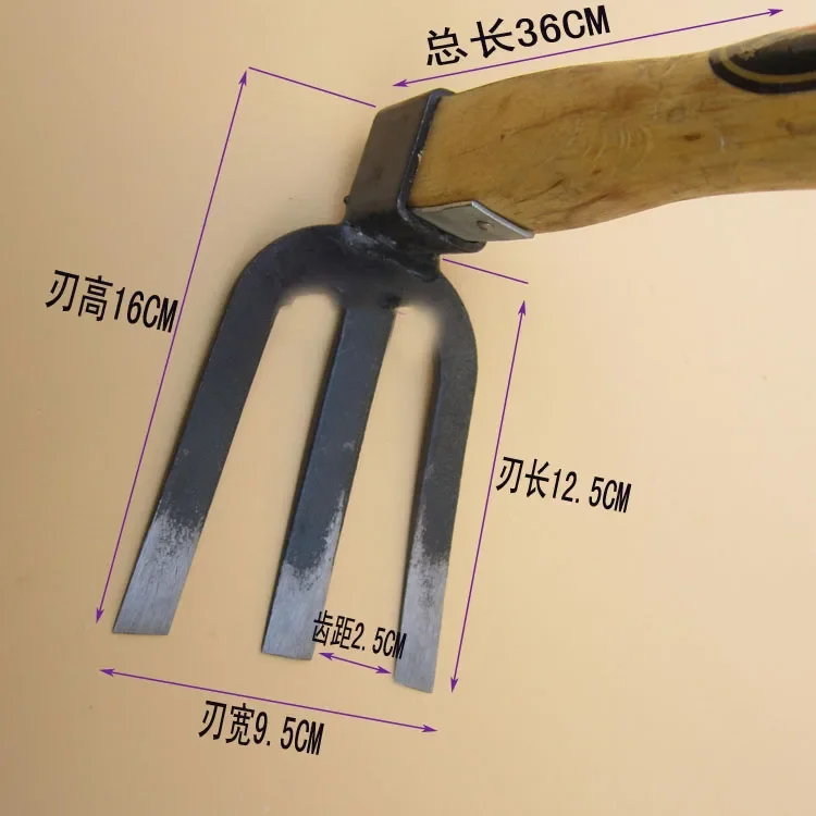 All-Steel Small Trident Rake Short Handle Width   Farm Tools  Soil Loose  Japanese Style 5