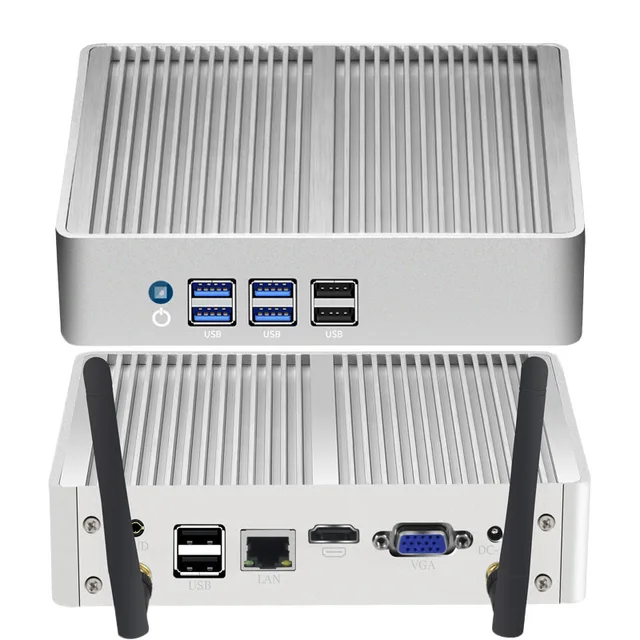 Cheap bez wentylatora Mini PC HTPC Intel Core i5-5200U Celeron Windows 10 pro Komputer stacjonarny DDR3L WiFi VGA Grafika minipc 6