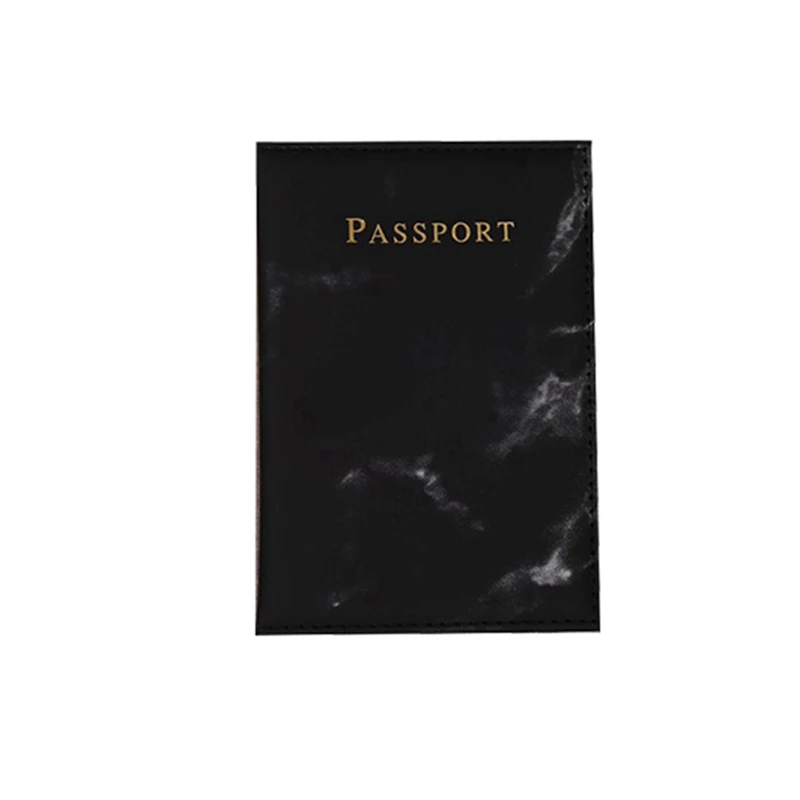 

Hot Kf-3X Fashion Ladies Men Passport Case Pu Marble Travel Documents Credit Card Holder Small Wallet Purse Bag Pouch Black