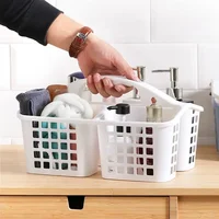Plastic Shower Caddy Basket with Compartments, Portable Cleaning Supply Storage Organizer with Handle for College Dorm Bathroom 2