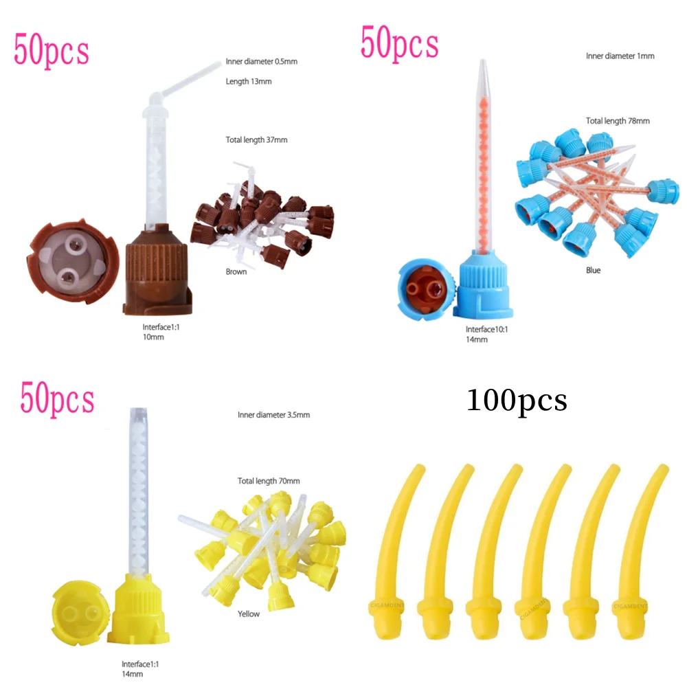50pcs Dental Materials Dentistry Silicone Rubber Conveying Mixing Head
