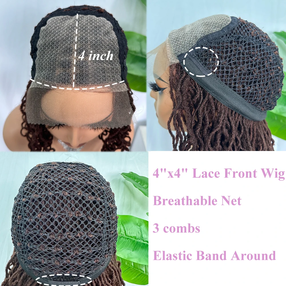 X-TRESS 4x4 Lace Front Twist Dreadlock Braided Wig 14" Curly Faux Locs for Black Women with Baby Hair