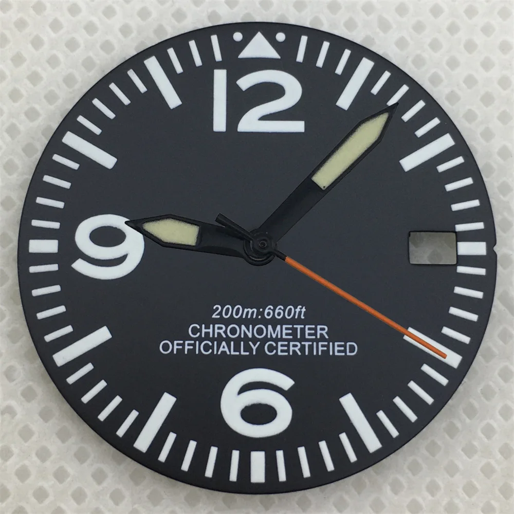 29mm Black and White Full Luminous Dial with Green Luminescence