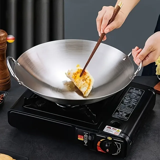 Large Stainless Steel Wok with Dual Handles 3