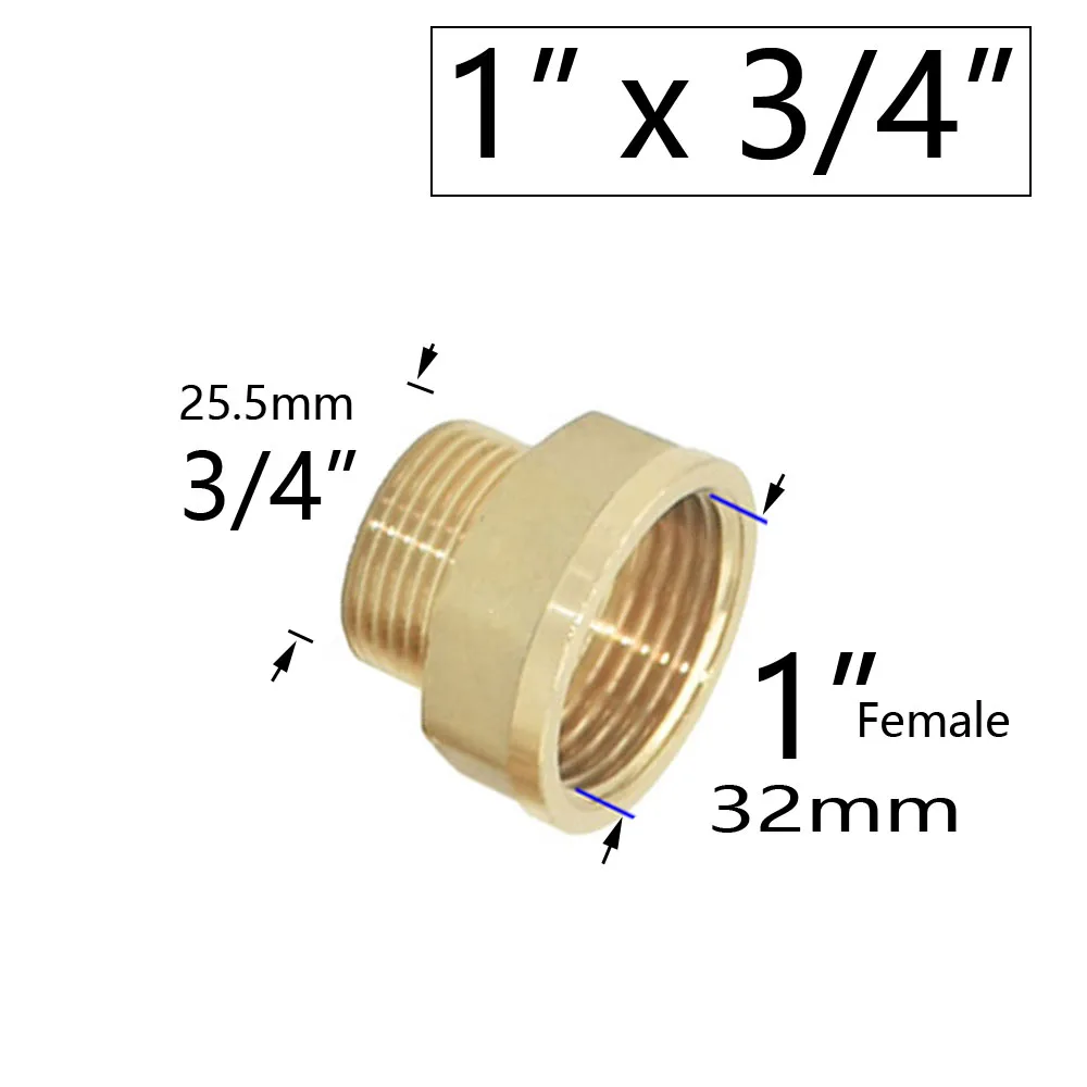 Copper Metal Threaded Water Pipe Connector 1/4" 1/2" 3/4" 1" Thread Reducer Connector Transitional Coupling Hose Tap Fittings 