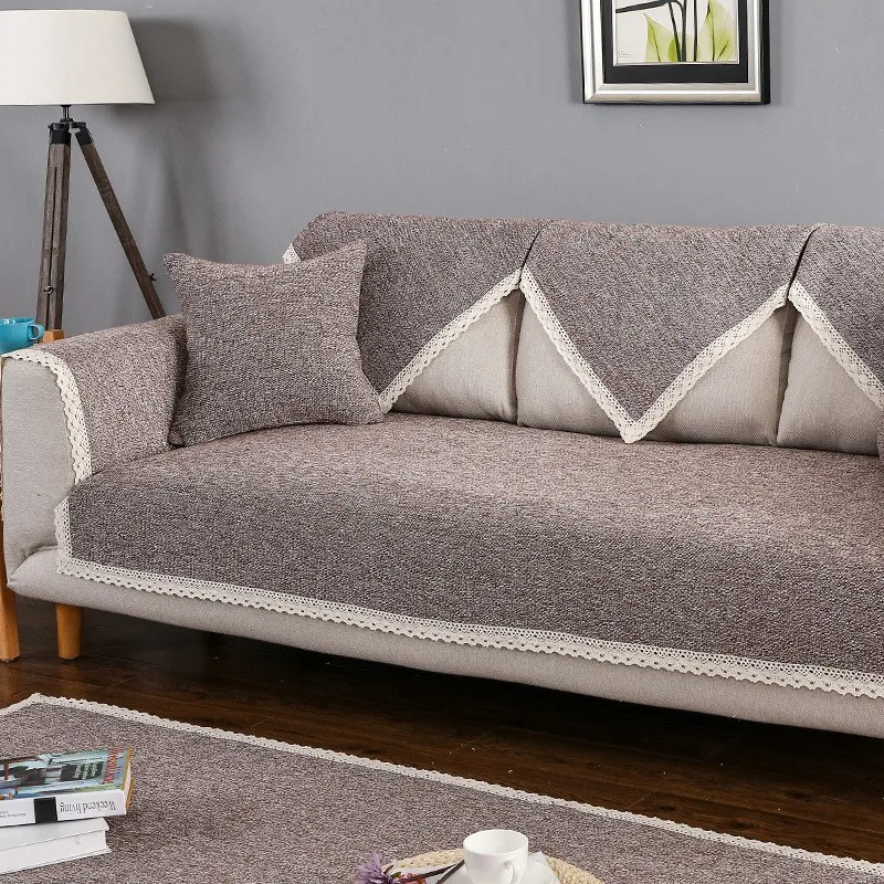 Four Seasons Universal Sofa Cover Cotton and Linen Couch Cover Anti-Pet Scratching Couch Protector Mat for Living Room Carpets 3