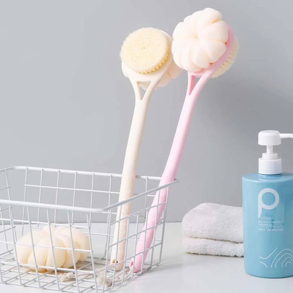 Exfoliating Shower Long Handle Bath Brush Skin Cleaning Tools Body Scrubber Shower Exfoliating Accessories Nylon Curve 1pcs peeling spa exfoliating shower brush body cleaning scrub mitt rub dead skin gloves shower towel foam body massage tools