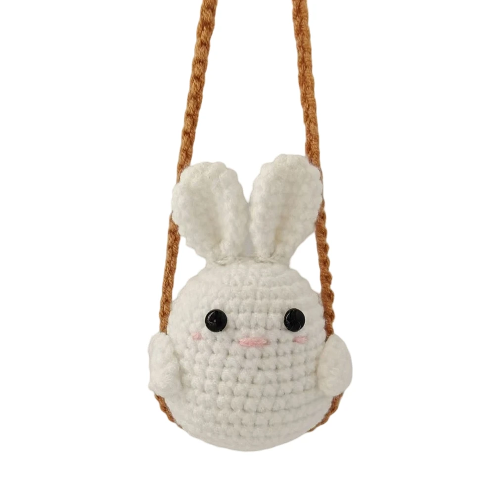 Car Cartoon Animal Rearview Mirror Crochet Swing Pendant - View #3