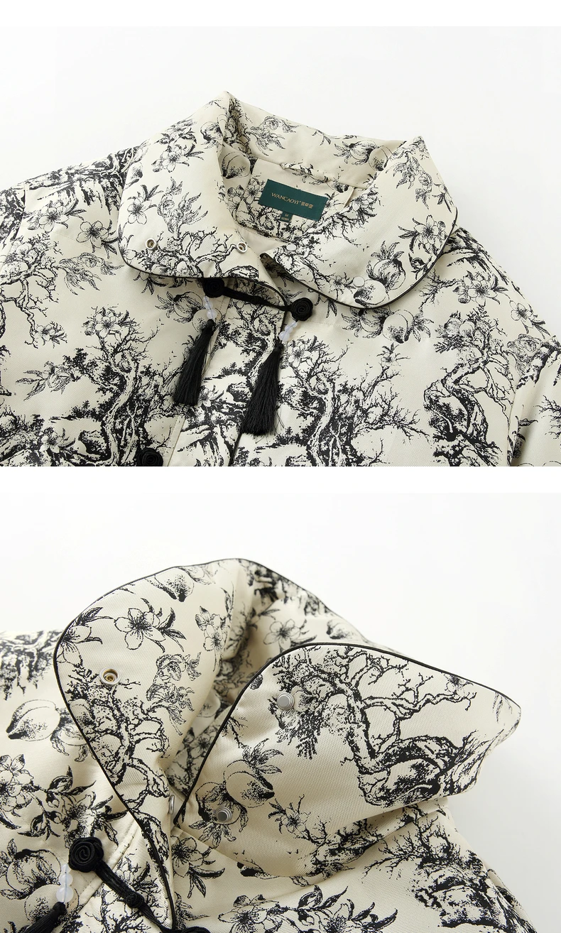 Winter New Chinese Style Stand-up Collar Thick Coat Mid-Length Warm Quilted Jacket down Jacket for Women