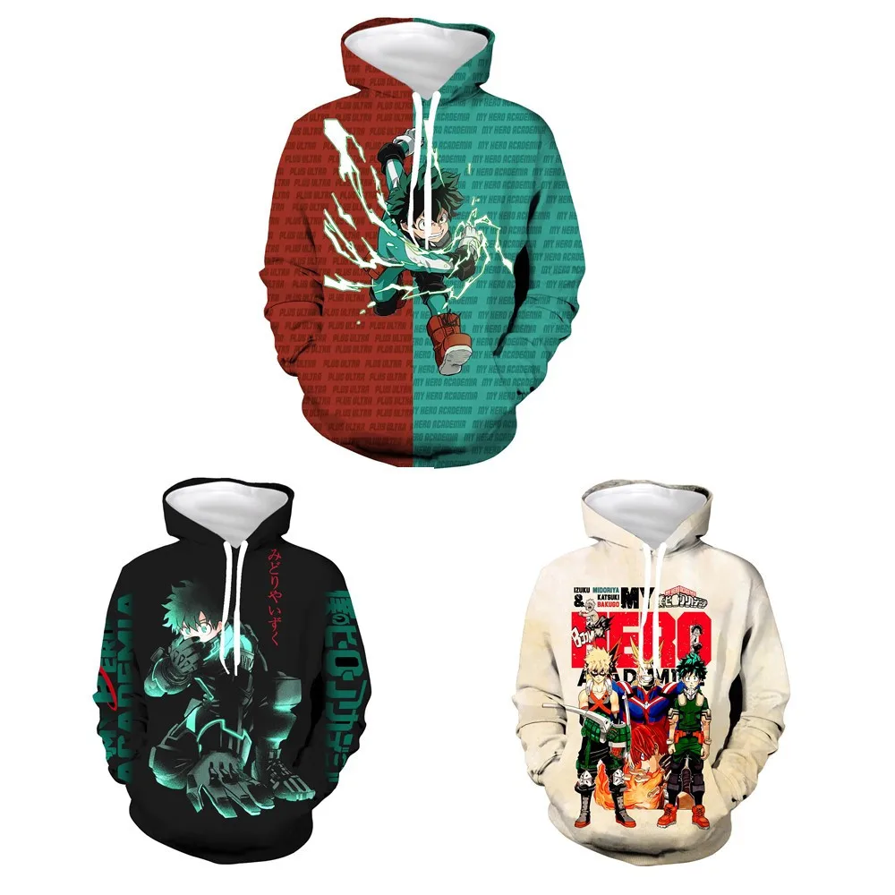 

2022 Anime My Hero Academia Cosplay Izuku Midoriya 3D Print Hood Hoodie Jacket Sweatshirt Coat Bakugou Katsuki Pullover