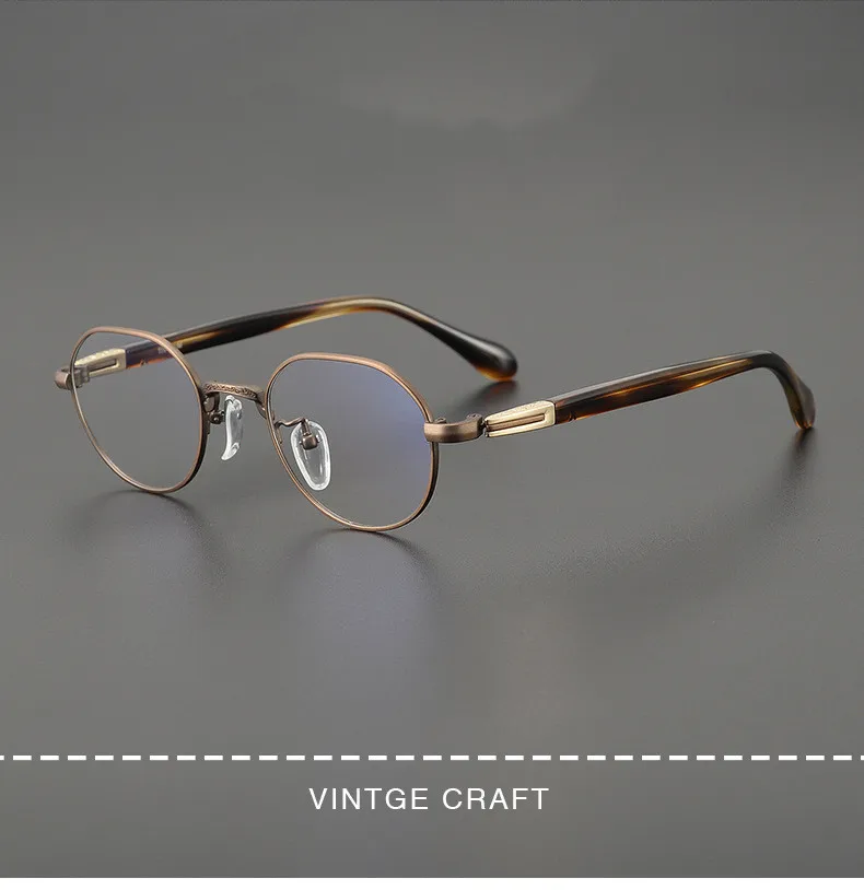 

WYT he same KS-140 ultra-light plate pure titanium literary men and women oval retro myopia glasses frame