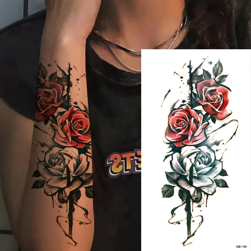 

Sketch Tattoo Stickers Sexy Body Arm Leg Tattoo Fashion Fake Sleeve Sticker Realistic Temporary Tattoos Floral Waterproof