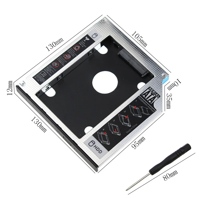 2025 알루미늄 SATA 3.0 2세대 HDD 캐디 노트북 외장 케이스 9.5mm 2.5인치 2TB SSD 케이스 하드 디스크 노트북 CD/DVD-ROM 광학 베이 배플