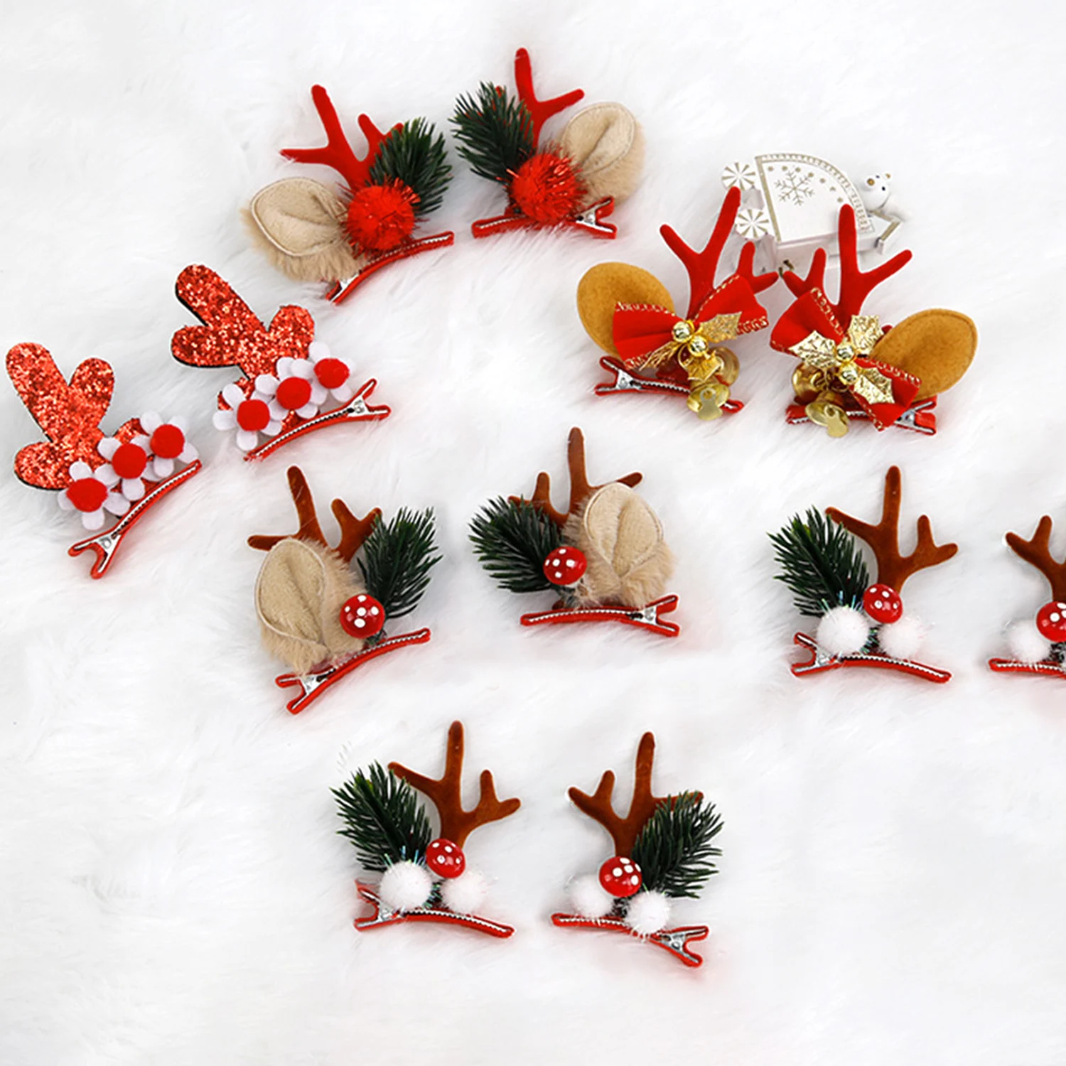 

1Pair Cute Christmas Hair Clips For Girls Headband Elk Antlers Ears Santa Claus Snowman Hairpins Kids Fashion Hair Accessories