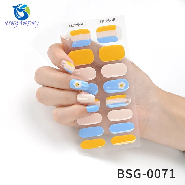 Semi Cured Gel Nail Stickers UV/LED Lamp Required 20 Gel Nail