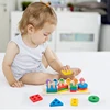 2 in 1 Montessori Baby Developmental Toys Shape Sorting Puzzle and Fishing Game Wooden Educational Toys for Children 3 4 5 Years 5