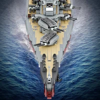 2081pcs Military WW2 Bismarck Battleship Large Boat Cruiser Model Weapon Building Blocks MOC Warship Set Toys for Children Gifts 2