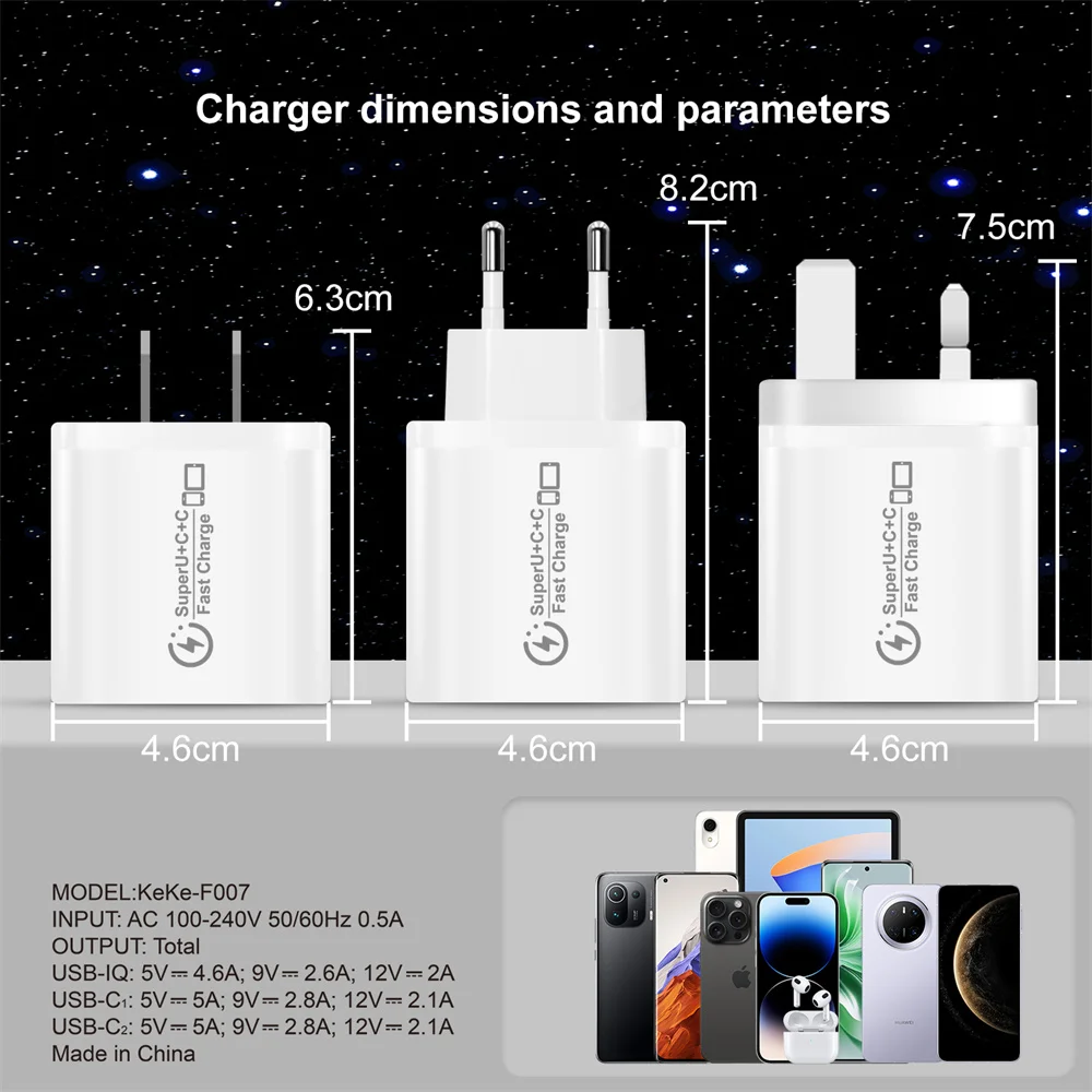 USB 48W Fast Charging For Phone Charger USB Multi Ports Power Adapter For Xiaomi Huawei Samsung iPhone Quick Charge Wall Charger