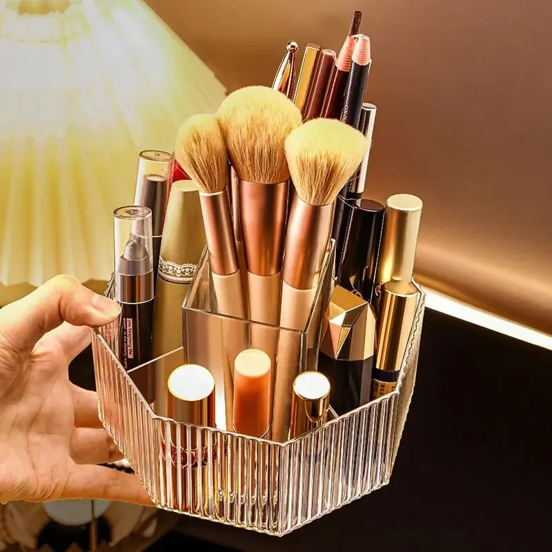 Rotating Makeup Brush Storage Box Lipstick Storage Rack Desktop Large Capacity Office Pen Holder Capacity Makeup Brush Holder makeup organizer makeup storage box cosmetic storage box
