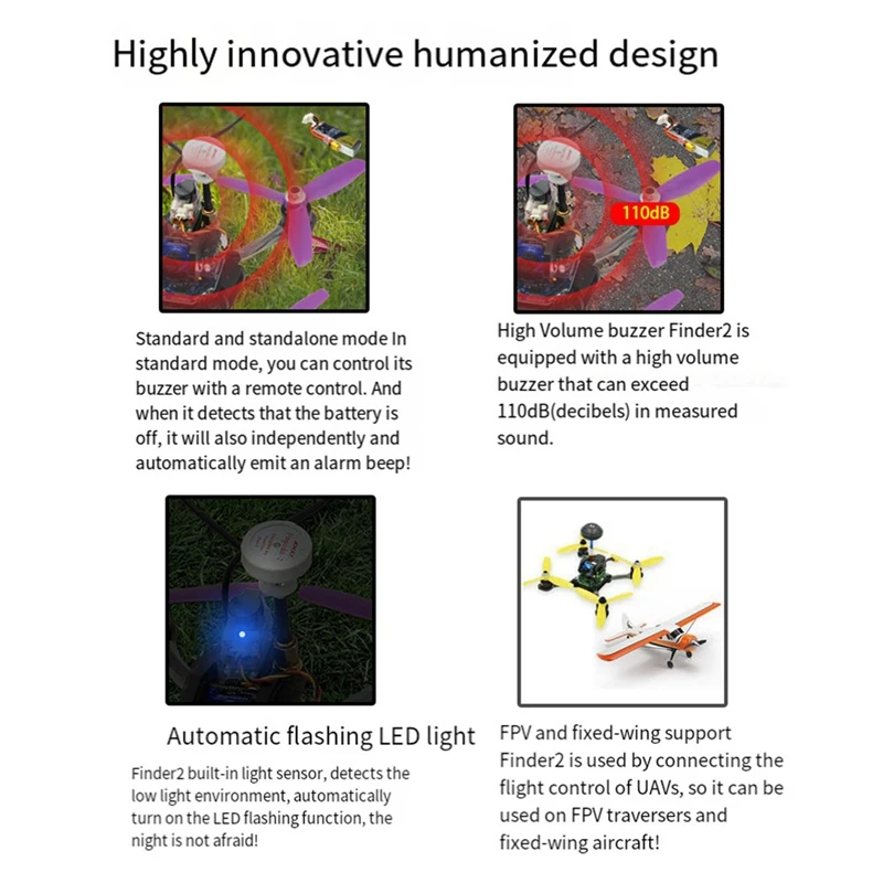 1 PCS 파인더 2 5V 부저 추적기 FPV 레이싱 마이크로 타입 장거리 LR4 드론 용 Superloud 105Db 무작위 컬러 PCB