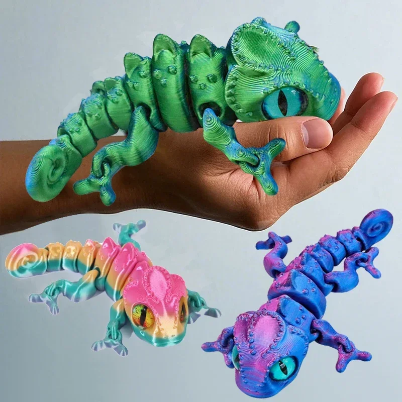 New 3D Printing Chameleon Figures Multi-joint Movable Simulation Eyes for Home Accessories Kids Gift Room Decoration 3d Принтер