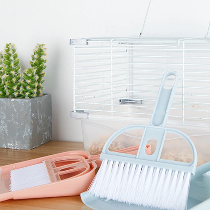 Pet Cleaning Tools Cat Hamster Dustpan Small Broom Set Professional Rabbit Pooper Scooper Guinea Pig Toilet Broom Accessories