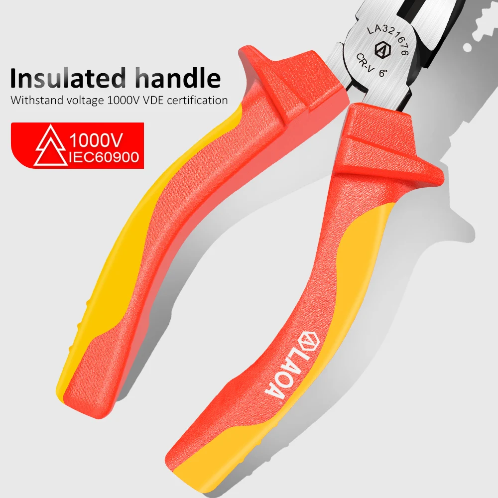 LAOA 1000V Insulated Wire Cutter  Pliers Electrical Nipper Pliers VDE Cable Strippers Saving Insulated Rubber Coated Handle
