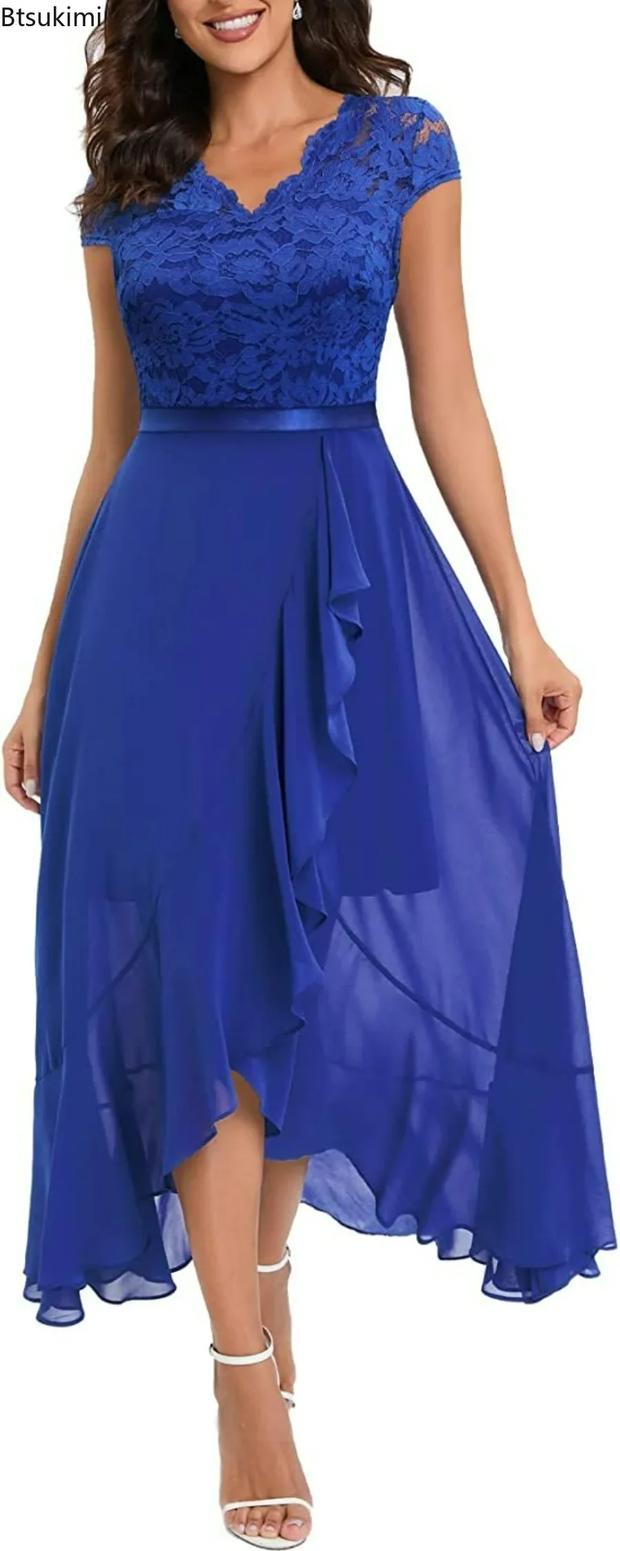 فستان ميدي دانتيل بألوان متعددة