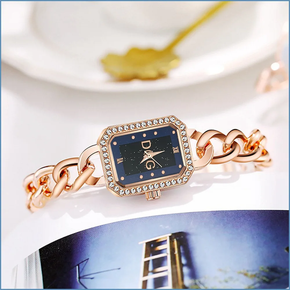 UTHAI 2024 Women Watch Simple Square Fashion Quartz Watches Light Luxury Metal Bracelet Female Student Accessories Watch